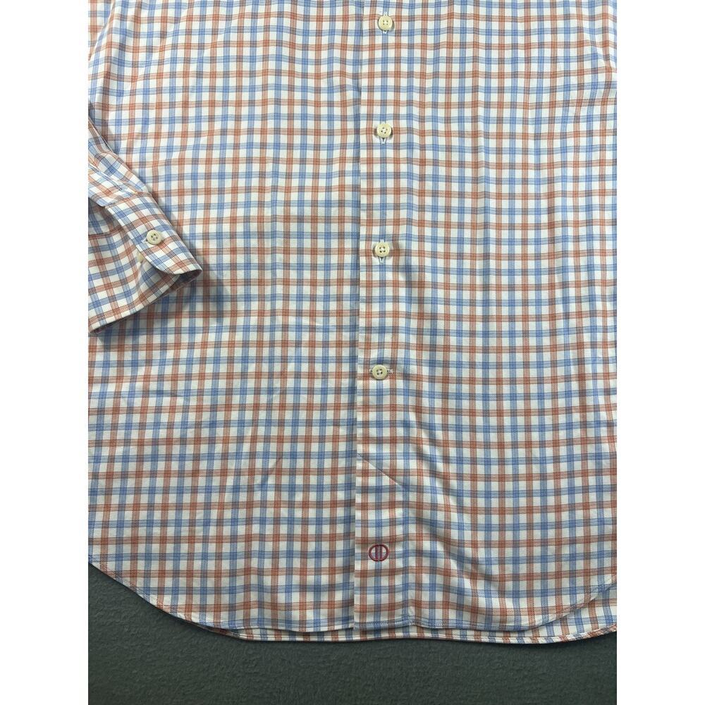 David Donahue Men's Light Blue Orange Plaid Button Down Shirt Size 16.5 - 36/37 - Picture 2 of 6